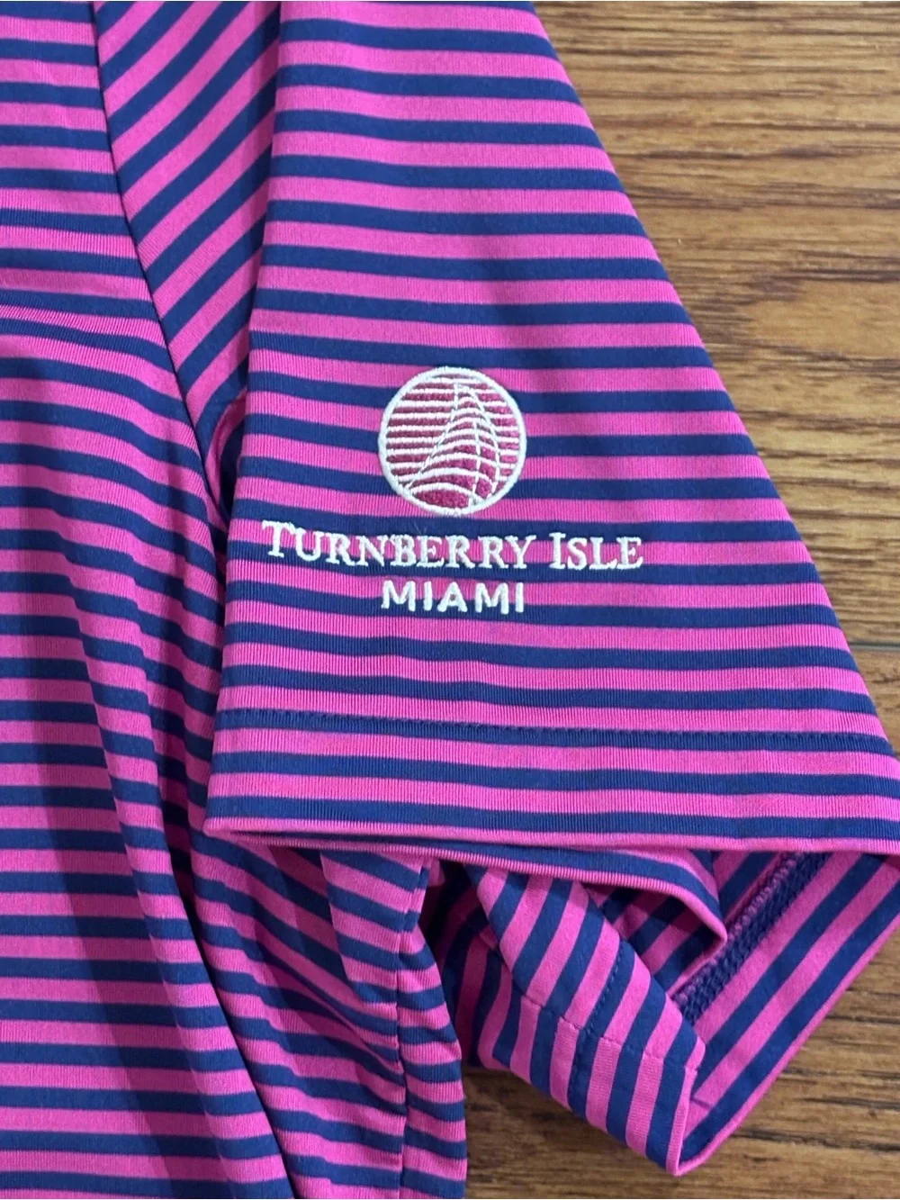 RLX Ralph Lauren Turnberry Isle Miami Golf Polo Pink Navy Striped L